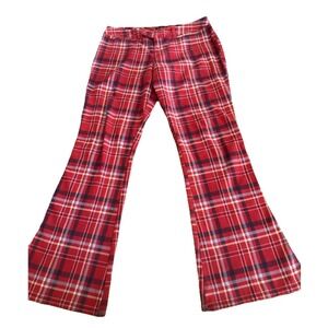 VTG‎  Abercrombie Fitch Pants Low Rise Red Plaid Academia Flare Large 10